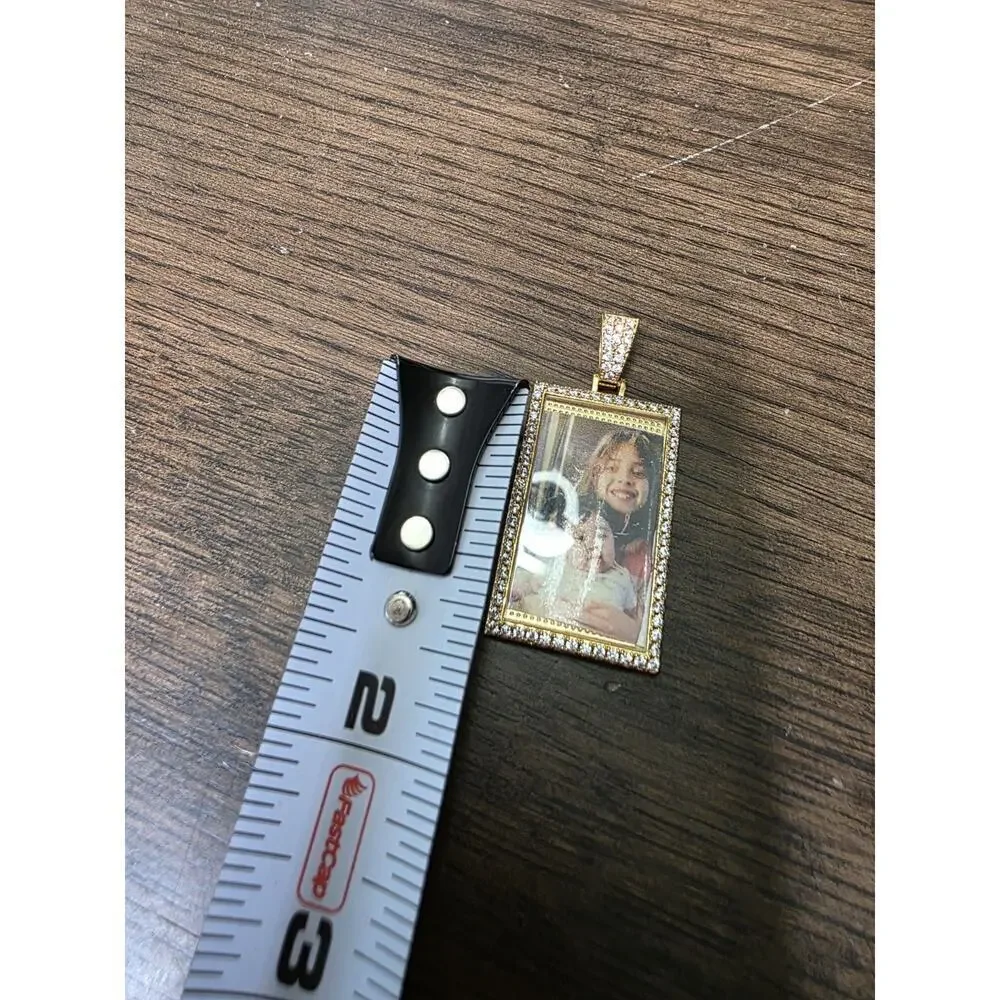 Picture Locket Pendant Necklace Engraved‎ Square Cooper